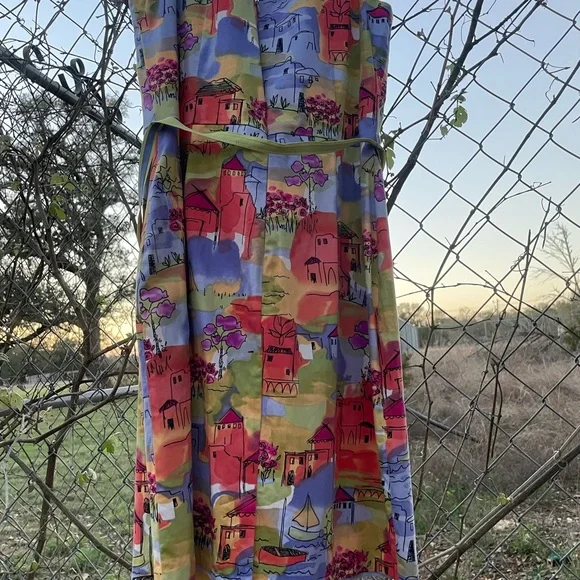 Women’s Multicolor Printed Summer Dress, Positano Style - Picture 2 of 6